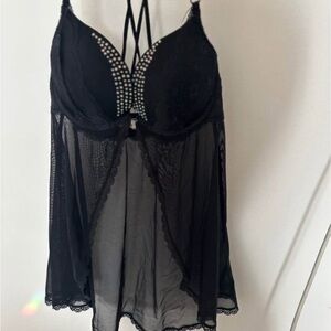 Y2K Black Lace Babydoll Lingerie